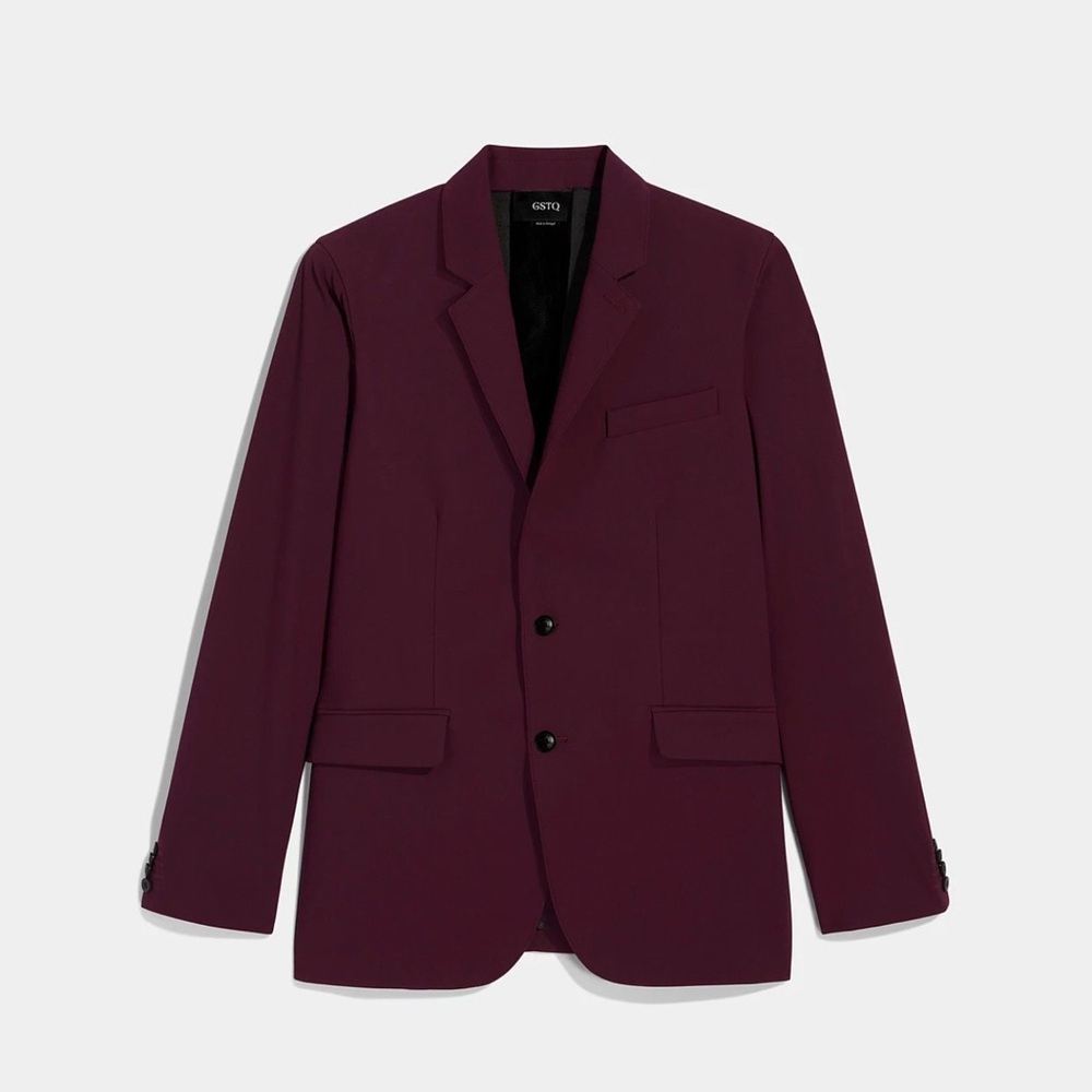 GSTQ Men's Flex Sport Coat Burgundy Blazer Size Small NWT 42R